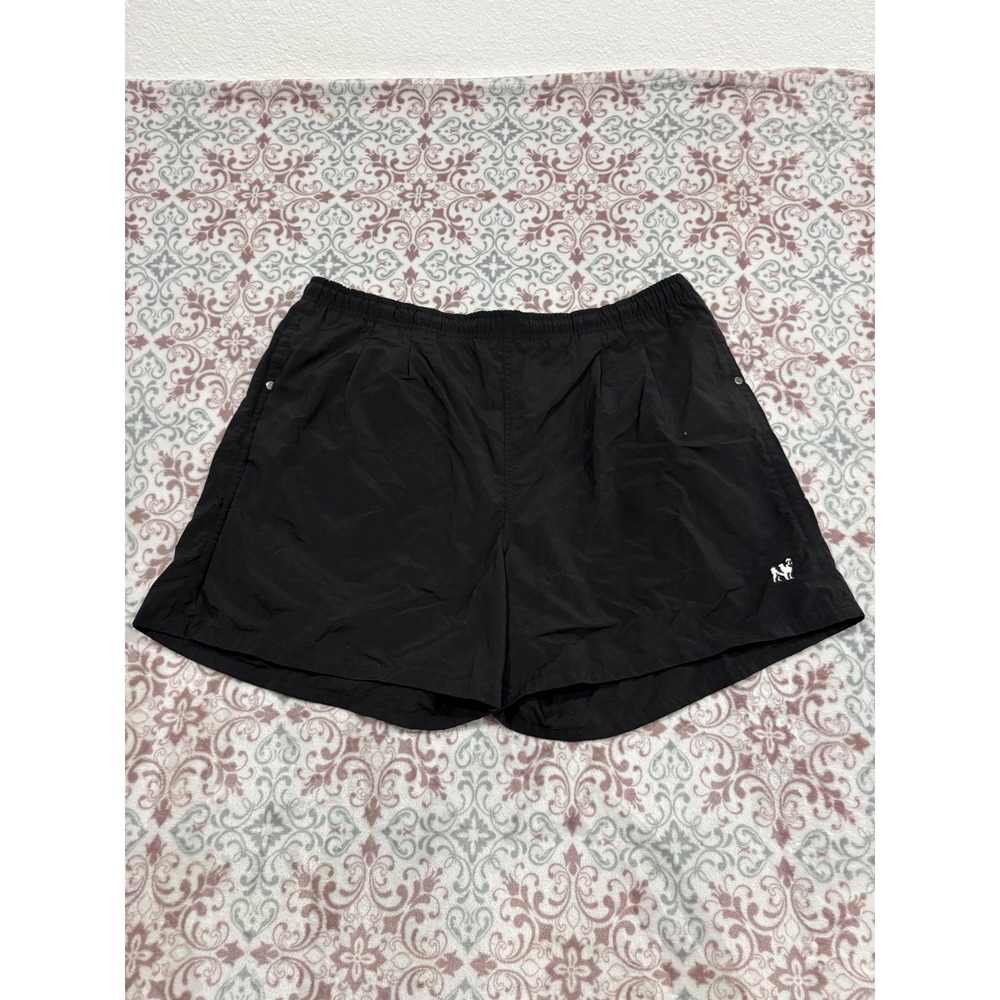 Big Dogs Vintage Nylon Swim Trunks Black Mesh Lined Embroidered Logo XL Mens